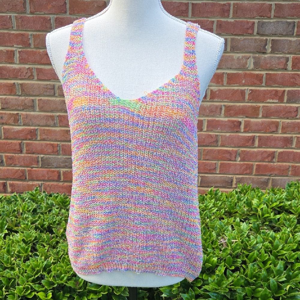 Shop Impressions Pink and Blue Knit Tank Top Size M/L